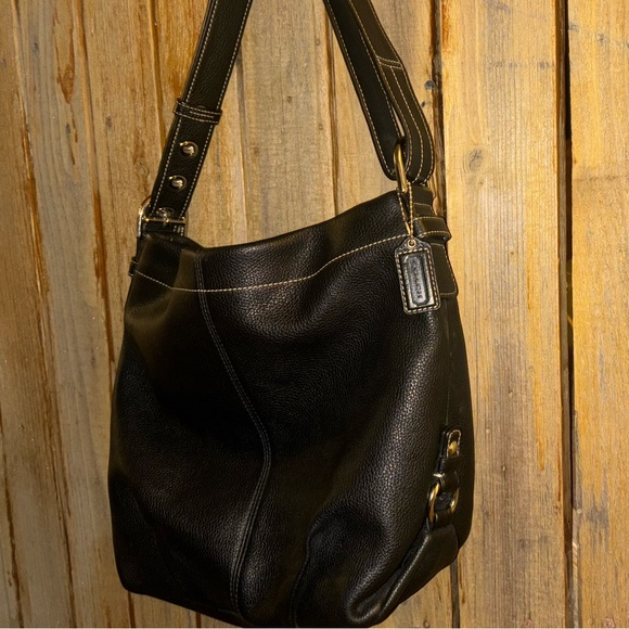 Coach Black Pebbled Leather Shoulder Bag - Picture 5 of 10